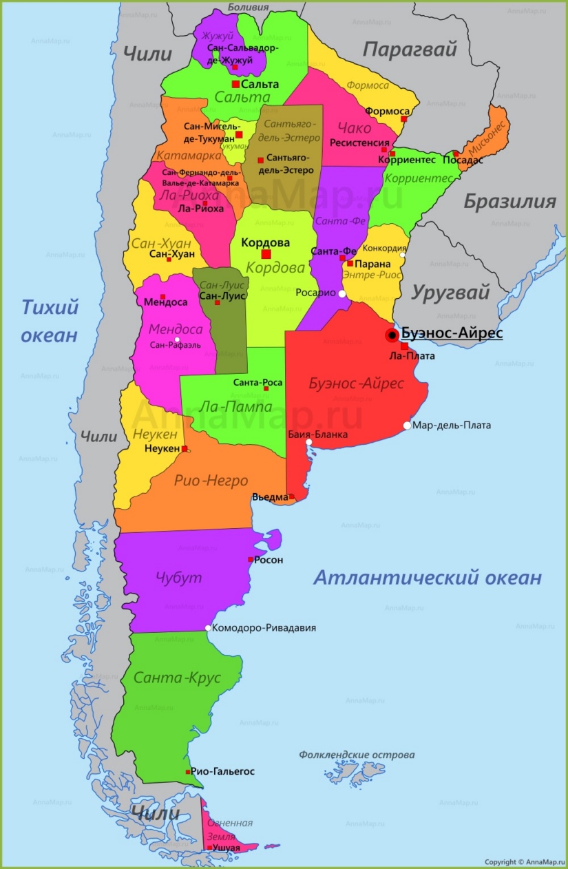 Карта Аргентины