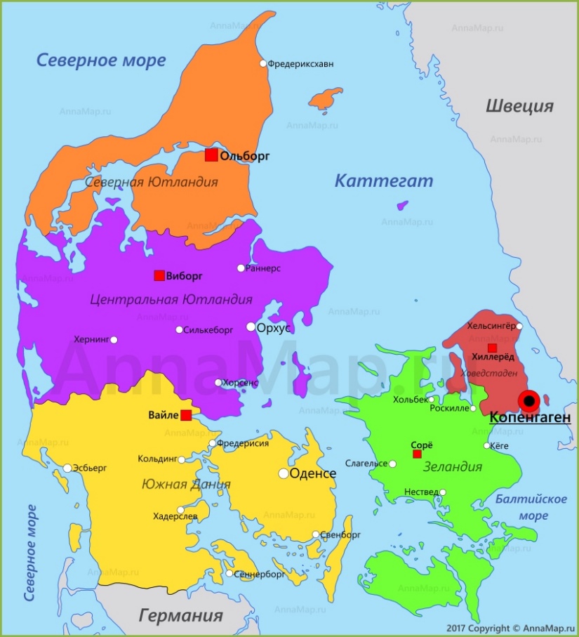 Карта Дании