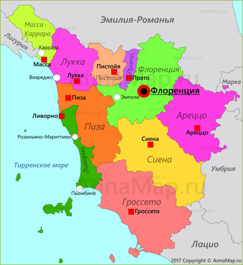 Карта Тосканы