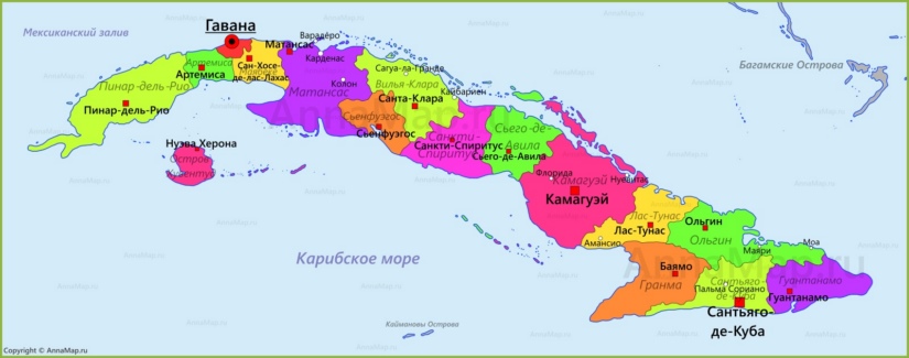 Карта Кубы